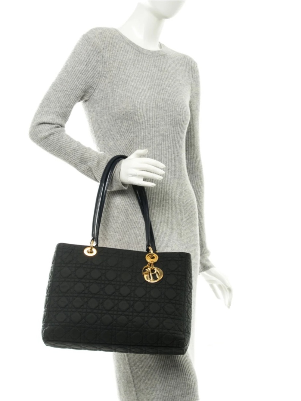 ✨CHRISTIAN DIOR✨ Vintage Lady Dior Cannage Nylon Large Tote Bag